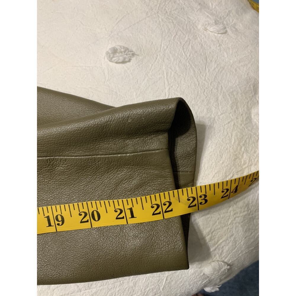 Via Accenti Women's Leather Jacket Army Green 18W Single Breasted 2 Button - Picture 6 of 10